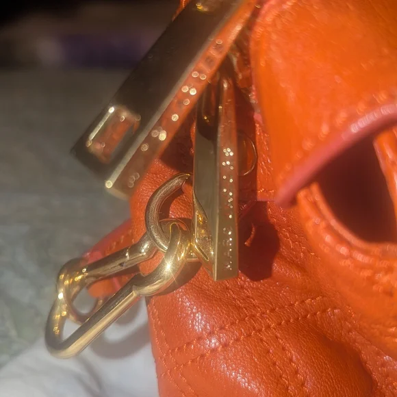 Marc Jacobs Rudi Baroque Quilted Satchel Shoulder Bag Mandarin Leather